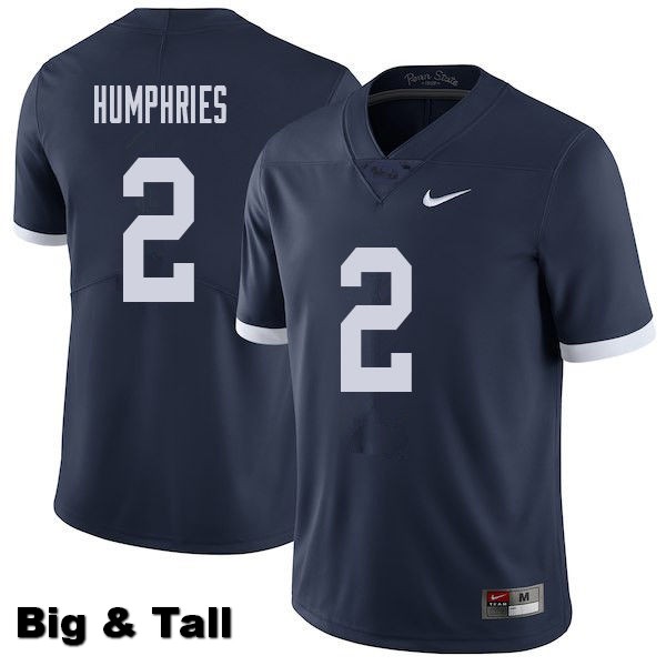 NCAA Nike Men's Penn State Nittany Lions Isaiah Humphries #2 College Football Authentic Throwback Big & Tall Navy Stitched Jersey BLK5798FL